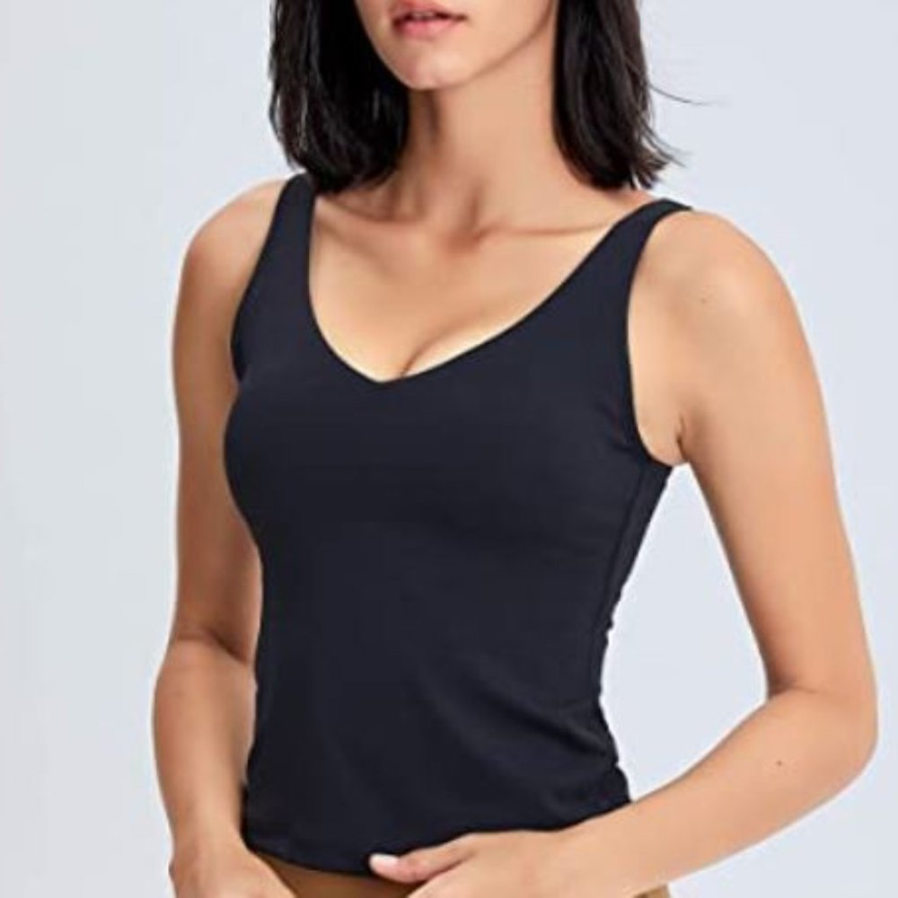 Women Sports Bra Longline Padded Tank Top Naked Feeling Workout Fitness Size M